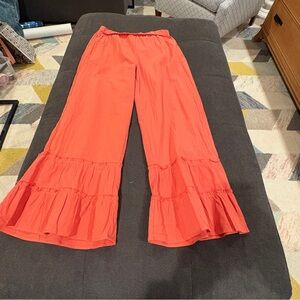 NWT Coco + Carmen Cantaloupe Orange Audrey Tiered Ruffle Pants S/M Cotton
